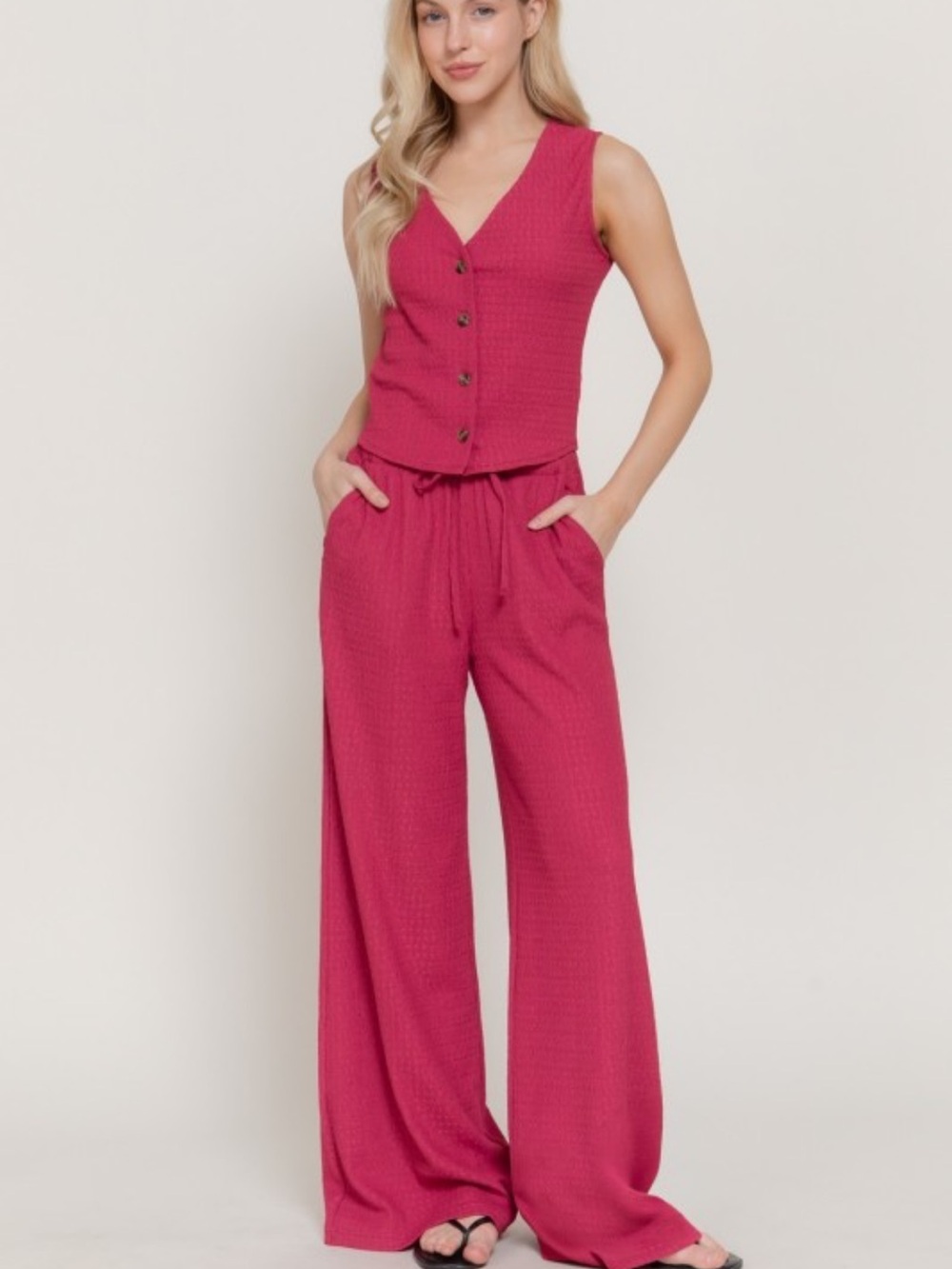 Wide-Leg Drawstring Pant Set